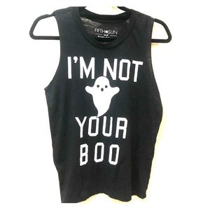 BLACK TANK BY FIFTH SUN SZ S GHOST “NOT YOUR BOO”